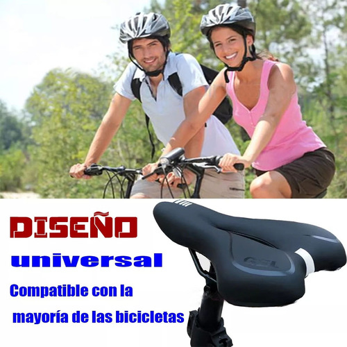 Asiento Sillin Cojín Cómodo para Bicicleta con Absorción de Impactos Alan MKDMX00100 Color Negro
