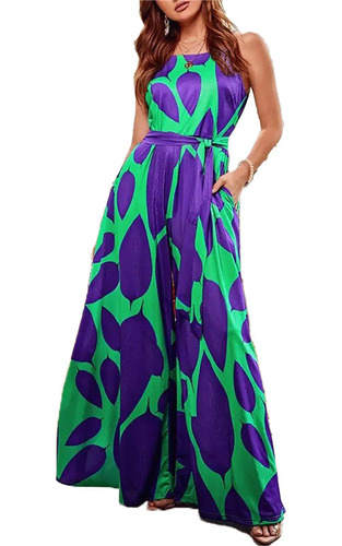  Women's Wide Leg Jumpsuits Casual Printed Rompers