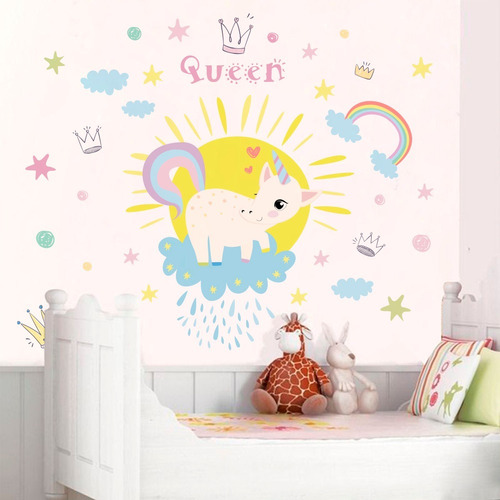 Unicornio Animado Vinilo Decorativo Sticker De Pared