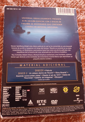 Tiburon Edición Especial 30 Aniversario ( 2 Dvd ) Jaws (Usado)