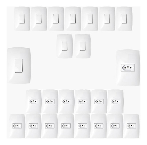 15 Tomadas + 10 Interruptores Modular Casacompleta Blux Home Cor Branco