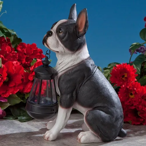 Bits And Pieces - Estatua De Linterna Solar Boston Terrier -
