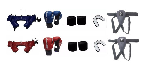 Kit De Boxeo/ 10 Productos: Cabezales+guantes+vendas+bucales