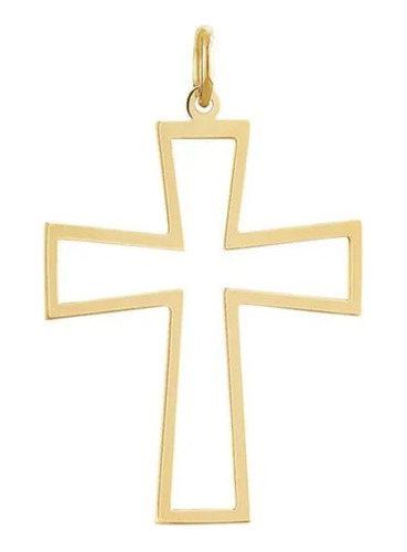 Pingente Cruz Cristã Vazada Em Ouro 18k 2cm Crucifixo Médio