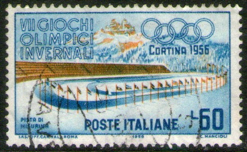 Italia Sello Usado 7° Juegos Olímpicos En Cortina Año 1956