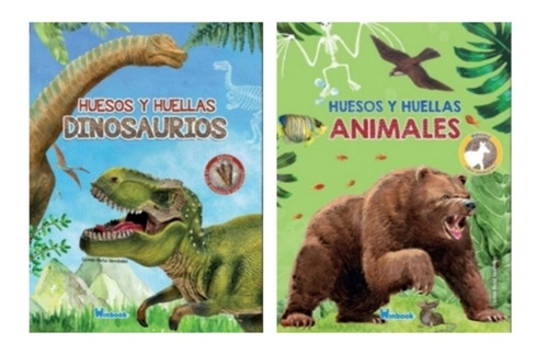 Set 2 Libros Huesos Y Huellas Dinosaurios/animales Winbook