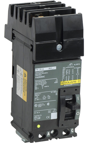 Fa22020ac Circuit Breaker, Fa, 240v, 20a, 2 Polos, 2 Fase