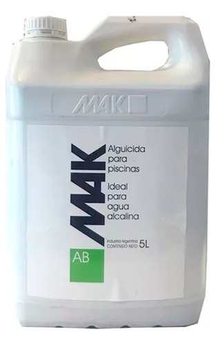 Alguicida Para Pileta Mak Ab Agua Alcalina Piscina X 5 Lts