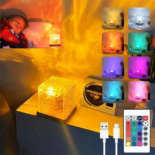 Luminária Cristal Led 16 Cores Projeção Aurora Boreal Cúpula Usb 5v