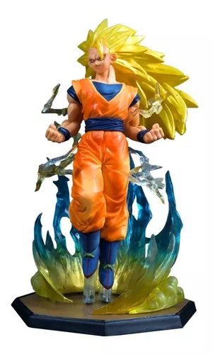 Goku Dragon Ball 18 Cm Sayajin 3 Ssj3 Com Led Na Base