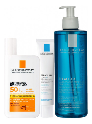 Combo La Roche Posay Anthelios + Effaclar Duo + Gel 400 Ml