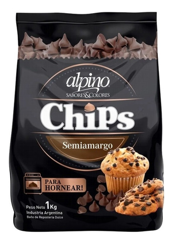 Imagen 1 de 5 de Chocolate semi amargo en chips para hornear Alpino Lodiser bolsa X 1 Kg