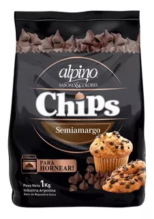 Chocolate semi amargo en chips para hornear Alpino Lodiser bolsa X 1 Kg