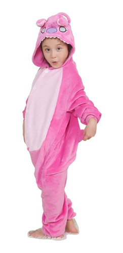 Pijama Mameluco Kigurumi Disfraz Lilo Stitch Rosa Niñas Niño