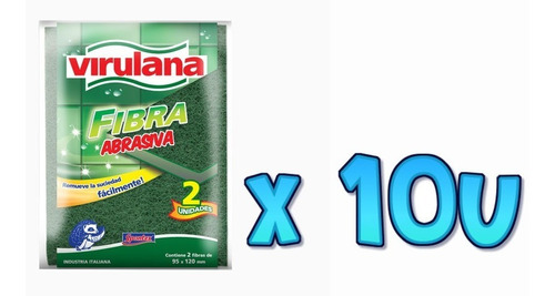 10 Pack X 2 Esponjas Verdes Virulana De Fibras Abrasivas