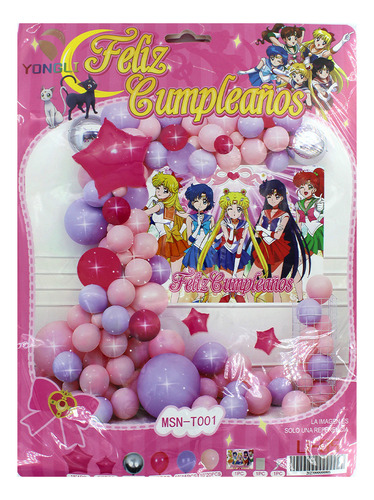 Set 40 Globos Sailor Moon + Decoración Cumpleaños Fiesta 