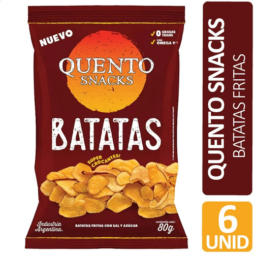 Imagen 1 de 10 de Batatas Fritas Quento Snacks Pack X6
