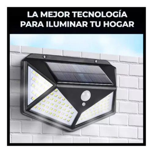 Aplique Reflector Solar Led Panel Recargable 100exterior X2 Negro Blanco