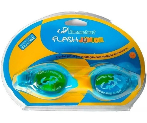 Oculos Nataçao Hammerhead Infantil Proteçao Solar Flash Jr Cor Azul/amarelo