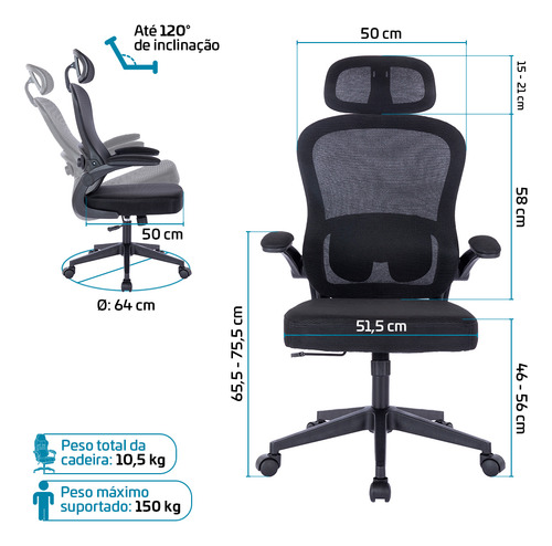 Cadeira Escritório Comfort Plus Ergonômica Sistema Relax Base Giratória Altura Ajustável Rodas Anti Risco Bme1 Belmóveis