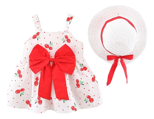 Vestido De Verano Con Estampado De Frutas Y Lazo Para Niña C