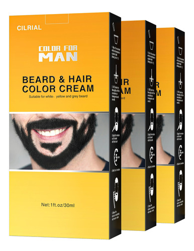 Cilrial Tinte Para Barba Para Hombres, Colorante De Barba Pa