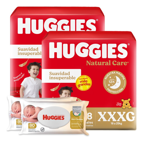 Huggies Supreme Care Pack X 2 + Toallas Oleo Calcareo 80 X 2