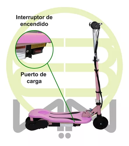 Scooter Patin Electrico Plegable Con Freno P/niños Rosa Msi