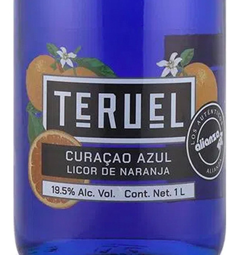 Pack De 12 Licor Teruel De Naranja Curacao Azul 1 L
