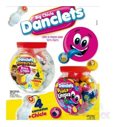 1kg Big Chicle Danclets Ball Pote C/125 Bolão Chiclete Festa