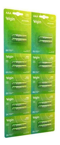 20 Pilhas Baterias AAA Elgin 3A Palito Alcalina 1 Cartela Multiblister