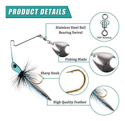 Señuelos De Pesca Spinnerbait Para Lubina, Trucha, Lucio, 6