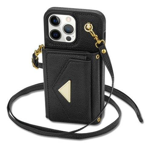 Funda Tipo Cartera Para iPhone 15 14 13 Con Correa