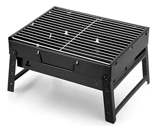 Parrilla De Carbón Plegable 40x22x25 Cm - Barbacoa Compacta Para Camping, Terraza O Playa