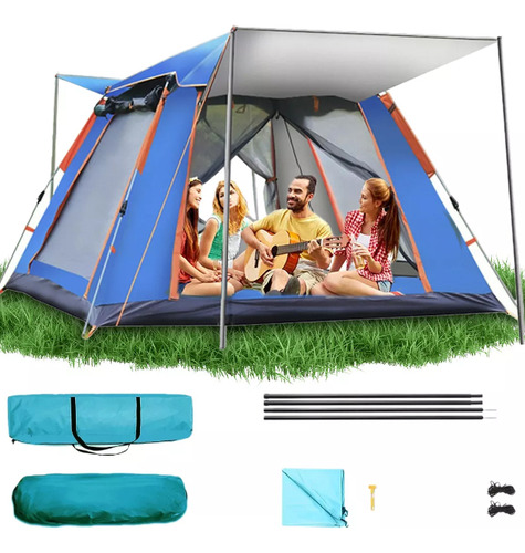 Casas De Campaña Grandes Camping 4 Personas 2.1x2.1x1.45m Color Azul