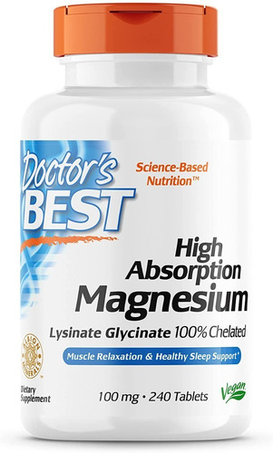 Magnesio De Alta Absorción 100% Quelado 100mg 240 Tabletas
