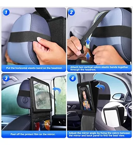 Espejo de coche para bebé con soporte táctil para tableta, espejo de  asiento trasero ajustable para bebés recién nacidos con visión amplia y