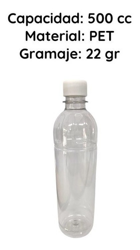 Imagen 5 de 10 de Envase 500 Cc Pet Cristal Base Plana Tapa Rosca X 160 Unid.
