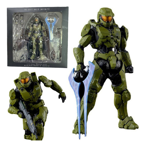 Halo 4 Master Chief Green Spartan Acción Figura Modelo 18cm