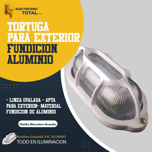 Aplique Tortuga Aluminio Ovalada E27 60w Blanca /negra