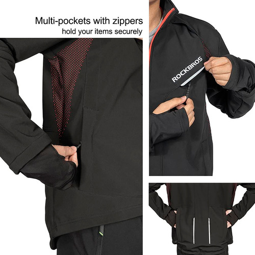 Campera Rockbros Impermeable Ypw001r Cintas Reflectivas Ub