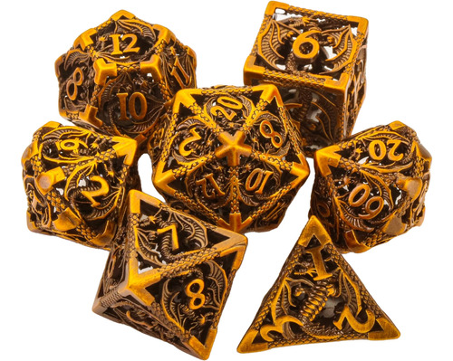 Juego De Dados Poliédricos De Metal Hueco Dnd Dados Dragon D