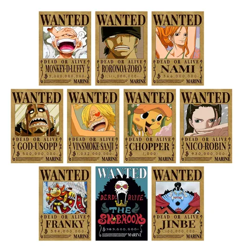10 Posters One Piece - Wanted 20 X 30 Cm | Cuotas sin interés