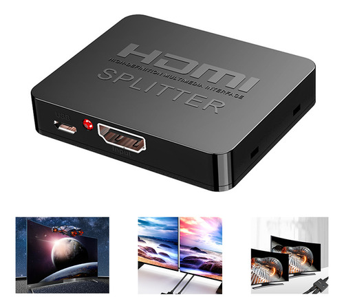 Splitter Hdmi 4k Divisor De Señal Activo 1 A 2 Pantallas Led