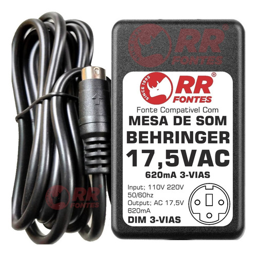 Fonte 17,5v Para Mesa De Som Behringer Mx602 Psu5-ul Psu5-jp