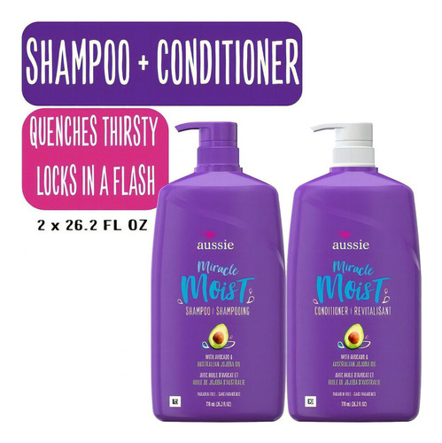  Shampoo Y Acondicionador Aussie Miracle Moist Combo 778 Ml