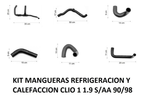 Kit Mangueras Refrigeracion Clio 1.9 Diesel Sin Aire