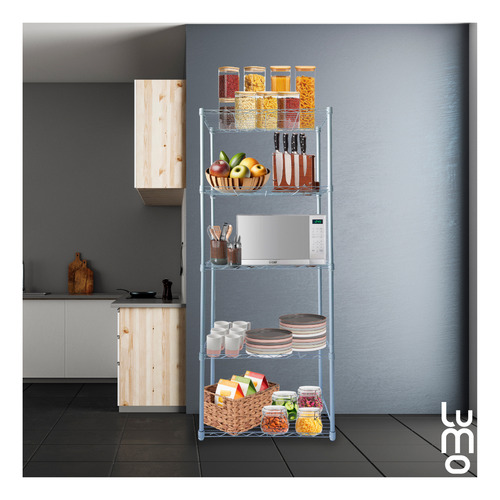 Anaquel 5 Niveles Cocina Estante Baño Rack Metalico Hogar Color Plateado
