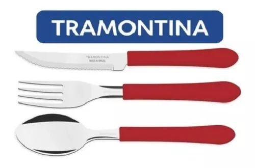 Kit Talheres de Mesa Tramontina Colher, Garfo e Faca Vermelho