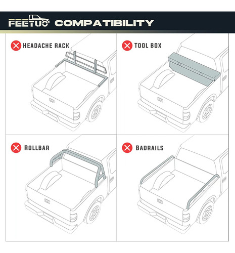 Feetuo Frp Cama Camion Rigida Tr Pliegue Para Maverick 4.6